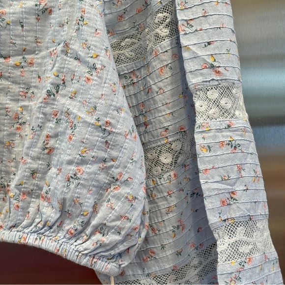 NWT LoveShackFancy Albertina Cropped Top in Bella Blue Lace details brand new​ - Picture 15 of 16